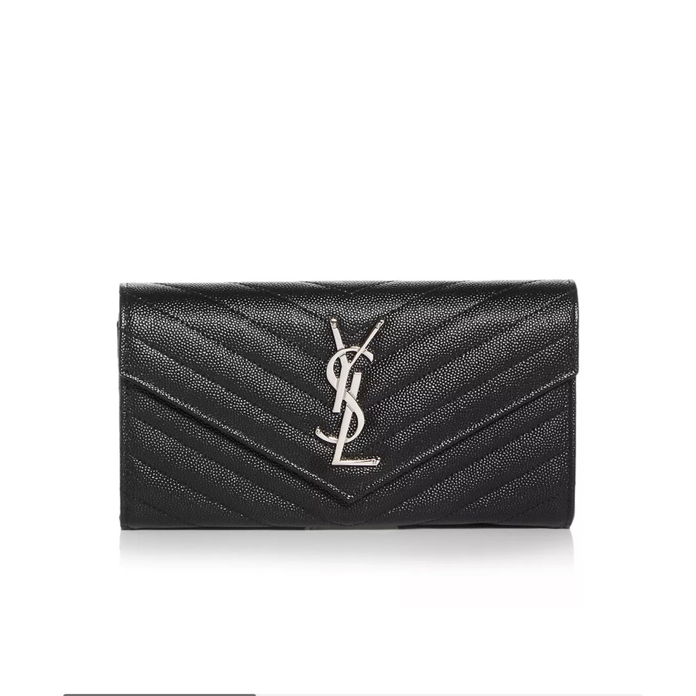 YSL Large Leather Grain Envelope/Flap Wallet